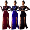 C4113  2020 dresses women Sexy woman long sleeve see through dress women clothing 2020